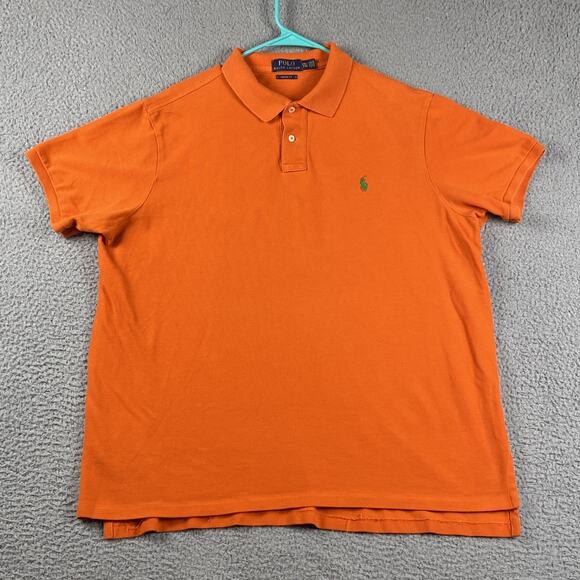Polo Ralph Lauren Custom Fit Shirt Men's 2XL Orange Smart Causal Business Summer - Picture 1 of 8
